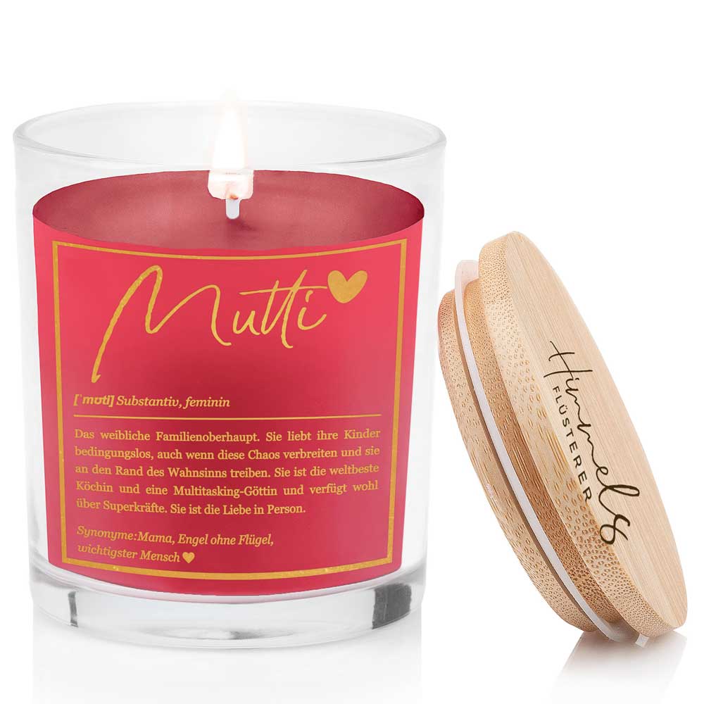 Duftkerze im Glas mit Spruch als Geschenk Nr. 1 "Definition" - Mittelgroß | Duft & Farbe wählbar | goldene Schrift | Handgegossen in Bayern | 100% Sojawachs | 200 g Wachs | 50 h Brenndauer