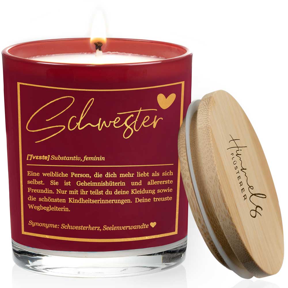 Duftkerze im Glas mit Spruch als Geschenk Nr. 1 "Definition" - Mittelgroß | Duft: Vanille | Farbe wählbar | goldene Schrift | Handgegossen in Bayern | 100% Sojawachs | 200 g Wachs | bis zu 50 h Brenndauer