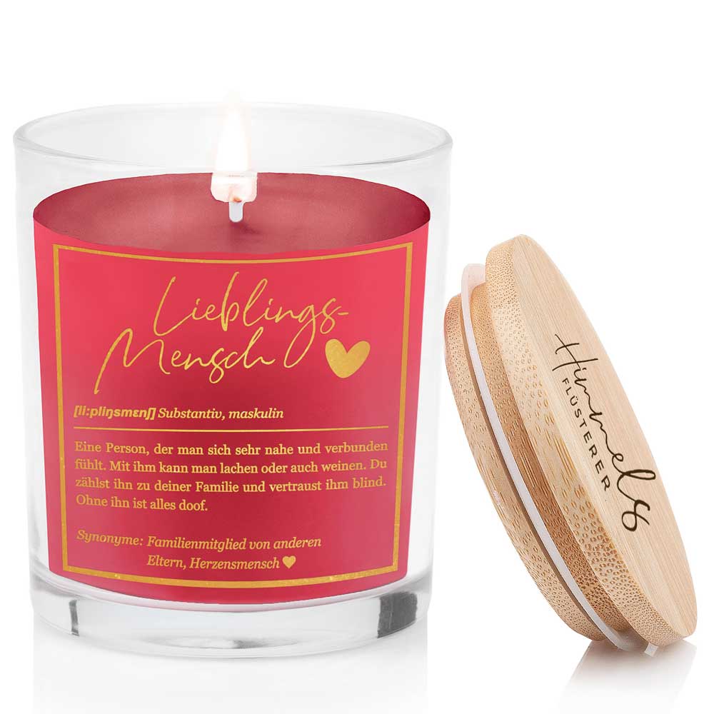 Duftkerze im Glas mit Spruch als Geschenk Nr. 1 "Definition" - Mittelgroß | Duft & Farbe wählbar | goldene Schrift | Handgegossen in Bayern | 100% Sojawachs | 200 g Wachs | 50 h Brenndauer