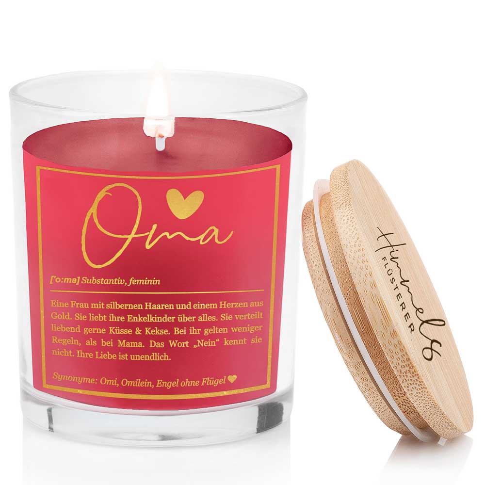 Duftkerze im Glas mit Spruch als Geschenk Nr. 1 "Definition" - Mittelgroß | Duft & Farbe wählbar | goldene Schrift | Handgegossen in Bayern | 100% Sojawachs | 200 g Wachs | 50 h Brenndauer