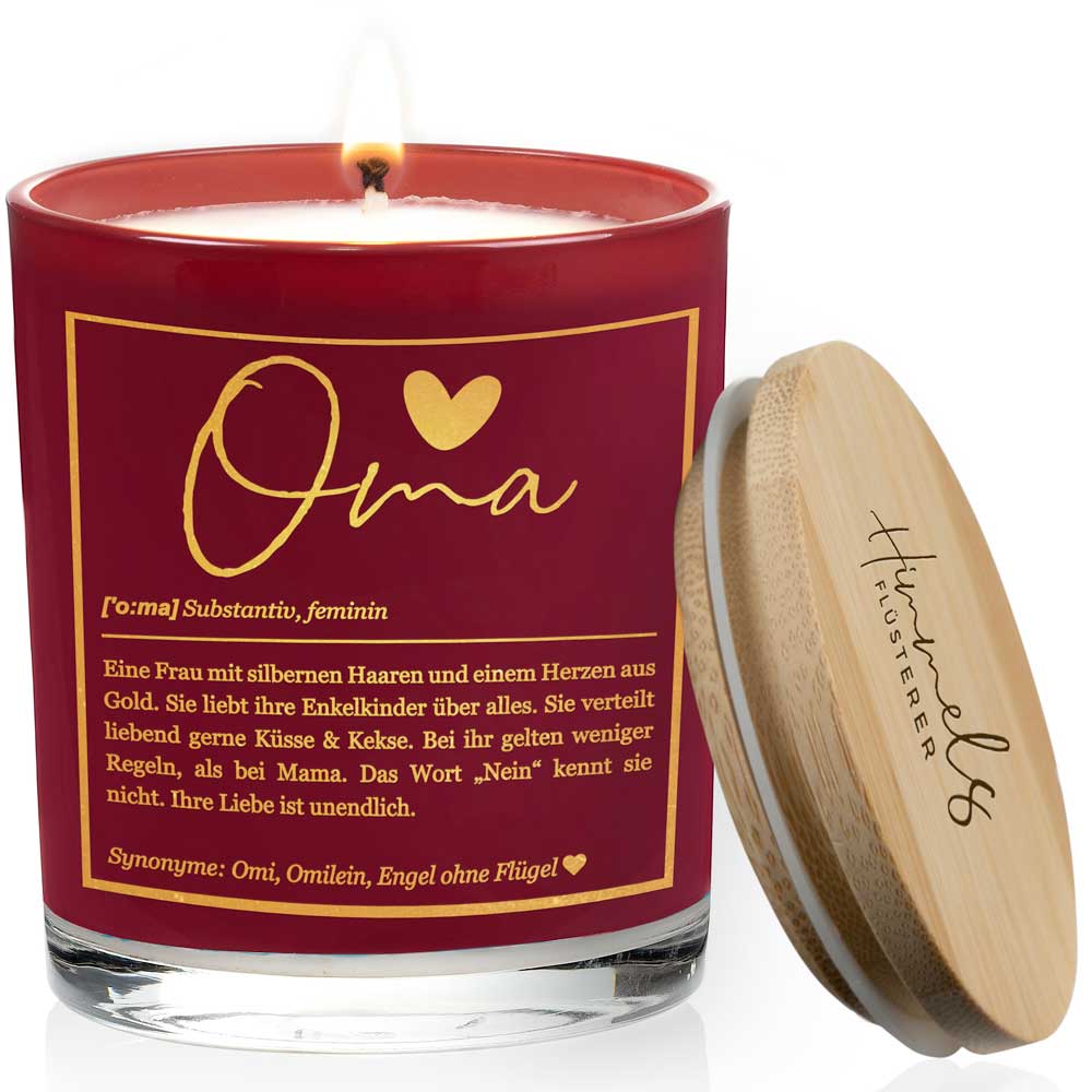 Duftkerze im Glas mit Spruch als Geschenk Nr. 1 "Definition" - Mittelgroß | Duft: Vanille | Farbe wählbar | goldene Schrift | Handgegossen in Bayern | 100% Sojawachs | 200 g Wachs | bis zu 50 h Brenndauer