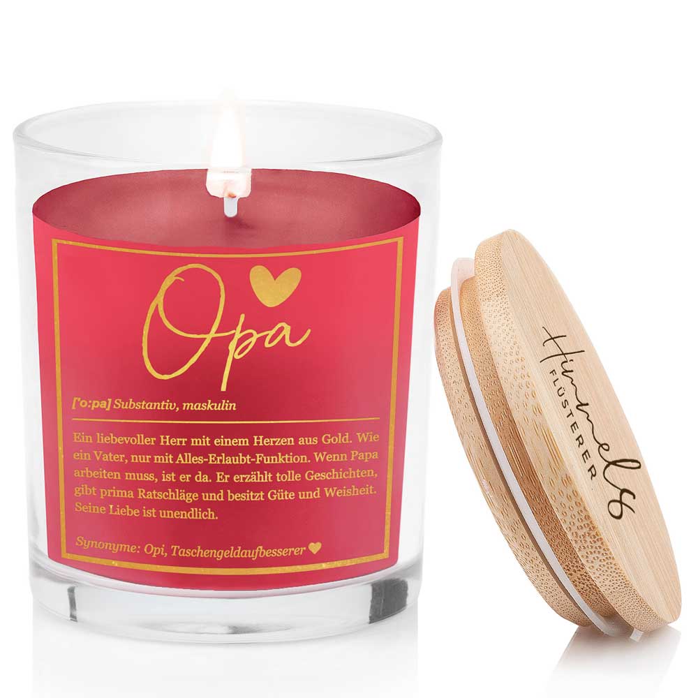 Duftkerze im Glas mit Spruch als Geschenk Nr. 1 "Definition" - Mittelgroß | Duft & Farbe wählbar | goldene Schrift | Handgegossen in Bayern | 100% Sojawachs | 200 g Wachs | 50 h Brenndauer