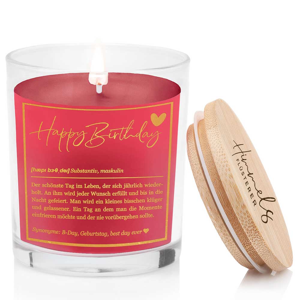 Duftkerze im Glas mit Spruch als Geschenk Nr. 1 "Definition" - Mittelgroß | Duft & Farbe wählbar | goldene Schrift | Handgegossen in Bayern | 100% Sojawachs | 200 g Wachs | 50 h Brenndauer