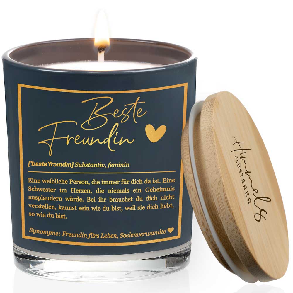 Duftkerze im Glas mit Spruch als Geschenk Nr. 1 "Definition" - Mittelgroß | Duft: Vanille | Farbe wählbar | goldene Schrift | Handgegossen in Bayern | 100% Sojawachs | 200 g Wachs | bis zu 50 h Brenndauer