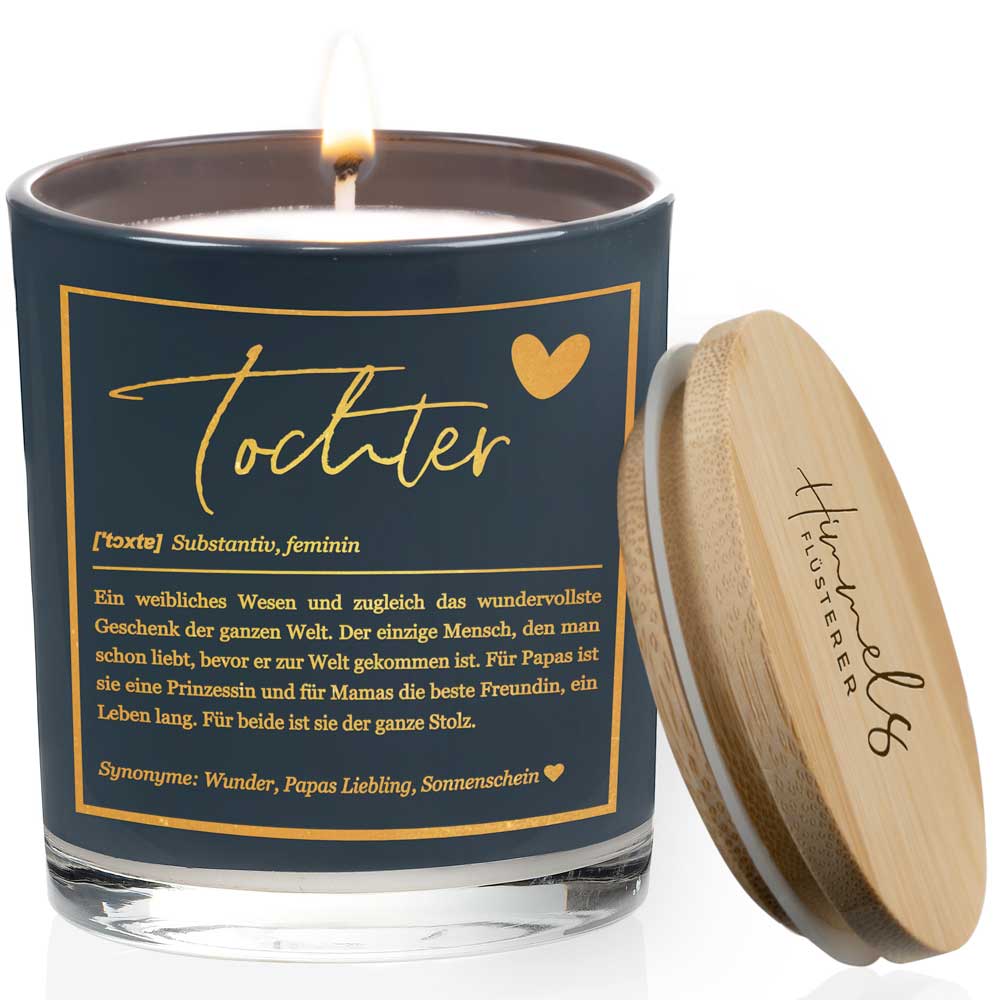 Duftkerze im Glas mit Spruch als Geschenk Nr. 1 "Definition" - Mittelgroß | Duft: Vanille | Farbe wählbar | goldene Schrift | Handgegossen in Bayern | 100% Sojawachs | 200 g Wachs | bis zu 50 h Brenndauer