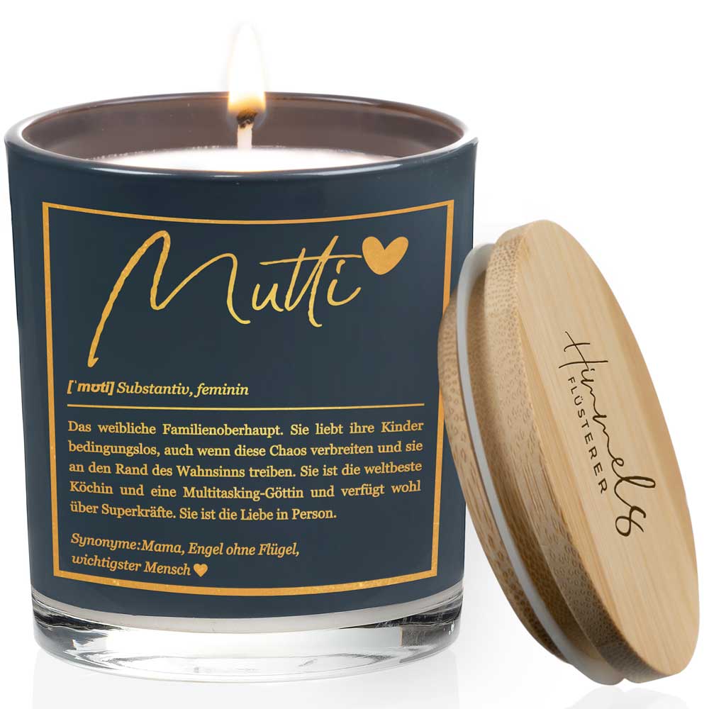 Duftkerze im Glas mit Spruch als Geschenk Nr. 1 "Definition" - Mittelgroß | Duft: Vanille | Farbe wählbar | goldene Schrift | Handgegossen in Bayern | 100% Sojawachs | 200 g Wachs | bis zu 50 h Brenndauer