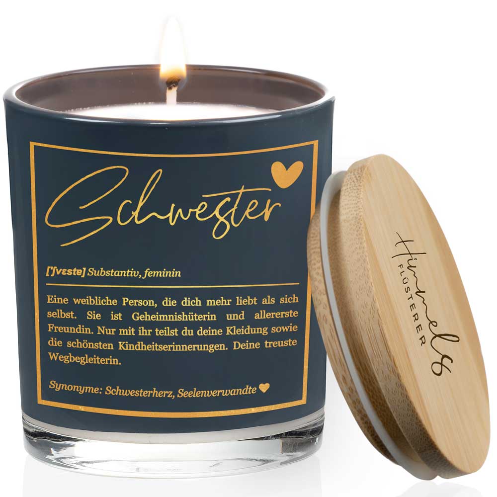 Duftkerze im Glas mit Spruch als Geschenk Nr. 1 "Definition" - Mittelgroß | Duft: Vanille | Farbe wählbar | goldene Schrift | Handgegossen in Bayern | 100% Sojawachs | 200 g Wachs | bis zu 50 h Brenndauer