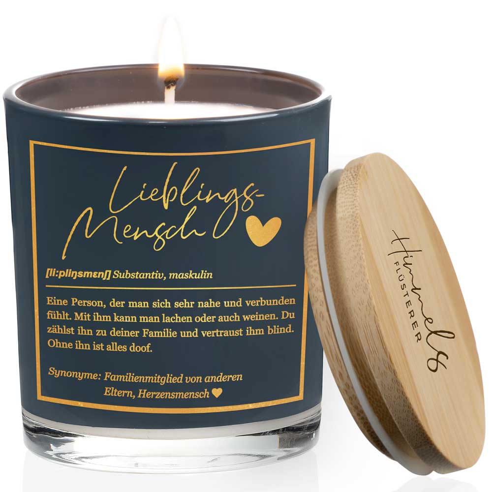 Duftkerze im Glas mit Spruch als Geschenk Nr. 1 "Definition" - Mittelgroß | Duft: Vanille | Farbe wählbar | goldene Schrift | Handgegossen in Bayern | 100% Sojawachs | 200 g Wachs | bis zu 50 h Brenndauer