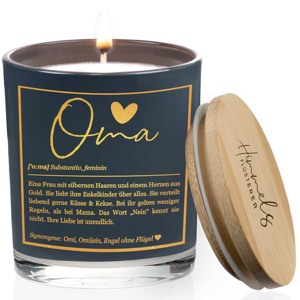 Duftkerze im Glas mit Spruch als Geschenk Nr. 1 "Definition" - Mittelgroß | Duft: Vanille | Farbe wählbar | goldene Schrift | Handgegossen in Bayern | 100% Sojawachs | 200 g Wachs | bis zu 50 h Brenndauer