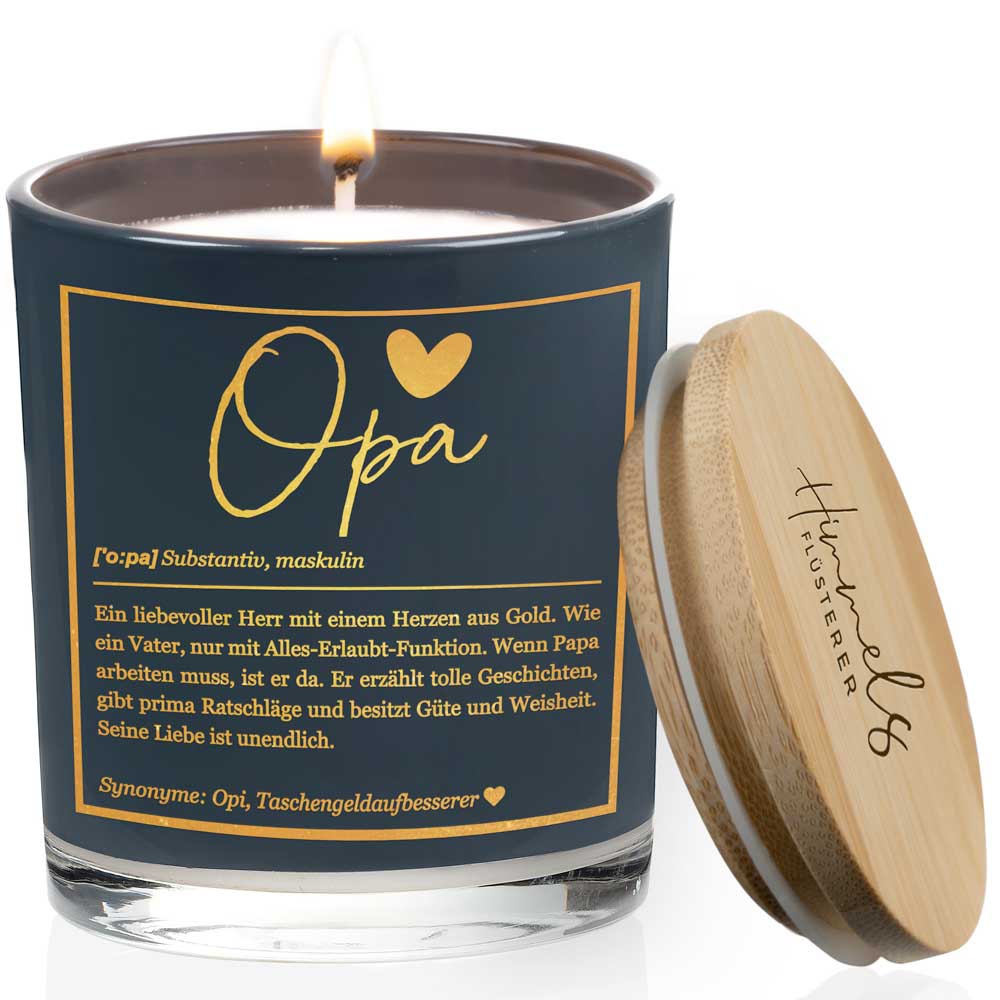 Duftkerze im Glas mit Spruch als Geschenk Nr. 1 "Definition" - Mittelgroß | Duft: Vanille | Farbe wählbar | goldene Schrift | Handgegossen in Bayern | 100% Sojawachs | 200 g Wachs | bis zu 50 h Brenndauer