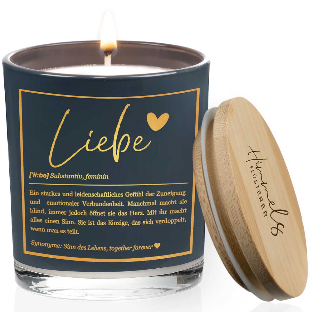 Duftkerze im Glas mit Spruch als Geschenk Nr. 1 "Definition" - Mittelgroß | Duft: Vanille | Farbe wählbar | goldene Schrift | Handgegossen in Bayern | 100% Sojawachs | 200 g Wachs | bis zu 50 h Brenndauer