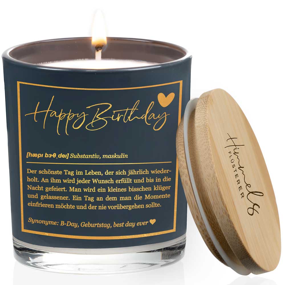 Duftkerze im Glas mit Spruch als Geschenk Nr. 1 "Definition" - Mittelgroß | Duft: Vanille | Farbe wählbar | goldene Schrift | Handgegossen in Bayern | 100% Sojawachs | 200 g Wachs | bis zu 50 h Brenndauer