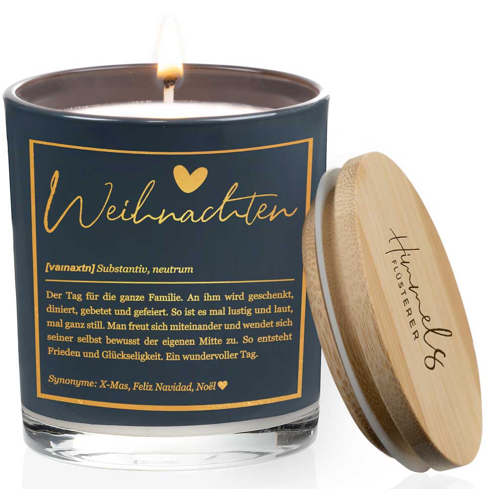 Duftkerze im Glas mit Spruch als Geschenk Nr. 1 "Definition" - Mittelgroß | Duft: Vanille | Farbe wählbar | goldene Schrift | Handgegossen in Bayern | 100% Sojawachs | 200 g Wachs | bis zu 50 h Brenndauer