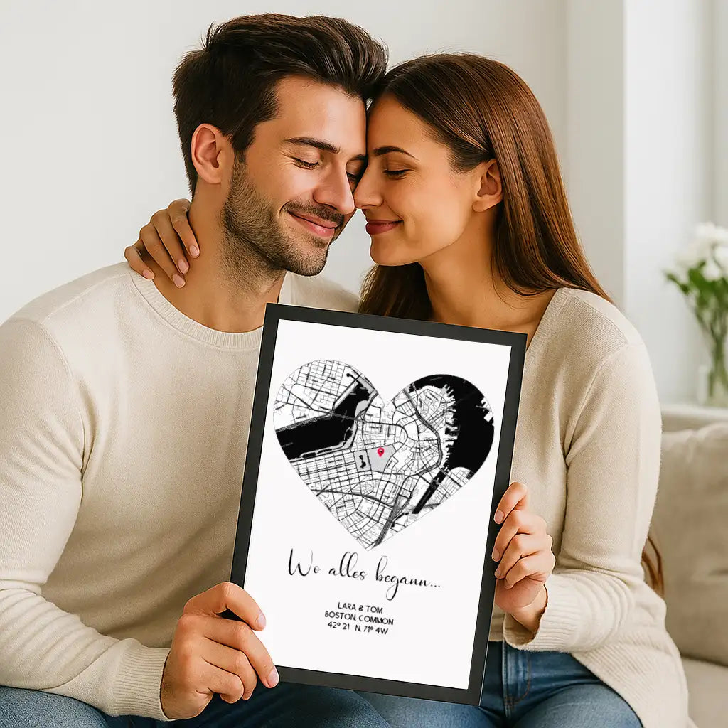 Personalisiertes Poster "Wo alles begann #2" | Deine Stadt - Deine Karte - Deine Liebe