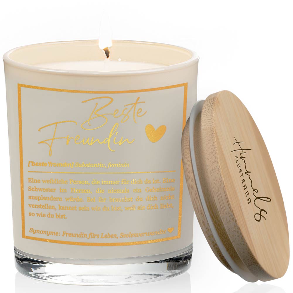 Duftkerze im Glas mit Spruch als Geschenk Nr. 1 "Definition" - Mittelgroß | Duft: Vanille | Farbe wählbar | goldene Schrift | Handgegossen in Bayern | 100% Sojawachs | 200 g Wachs | bis zu 50 h Brenndauer