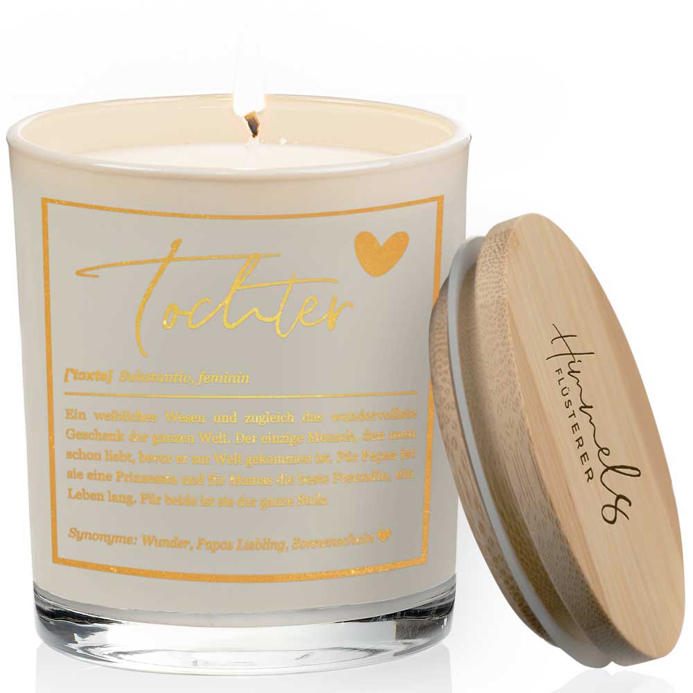 Duftkerze im Glas mit Spruch als Geschenk Nr. 1 "Definition" - Mittelgroß | Duft: Vanille | Farbe wählbar | goldene Schrift | Handgegossen in Bayern | 100% Sojawachs | 200 g Wachs | bis zu 50 h Brenndauer