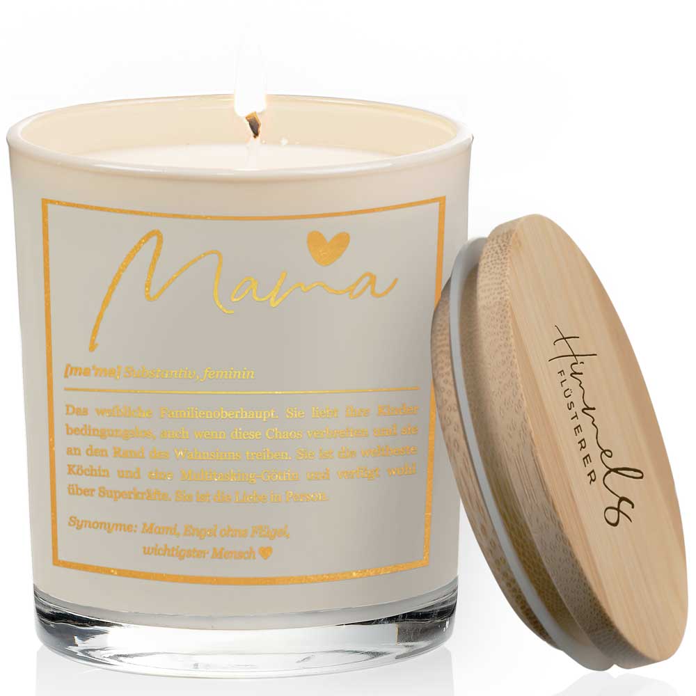 Duftkerze im Glas mit Spruch als Geschenk Nr. 1 "Definition" - Mittelgroß | Duft: Vanille | Farbe wählbar | goldene Schrift | Handgegossen in Bayern | 100% Sojawachs | 200 g Wachs | bis zu 50 h Brenndauer