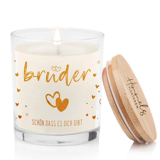 Duftkerze im Glas mit Spruch als Geschenk Nr. 2 "Herz" - Mittelgroß | Duft & Farbe wählbar | goldene Schrift | Handgegossen in Bayern | 100% Sojawachs | 200 g Wachs | 50 h Brenndauer