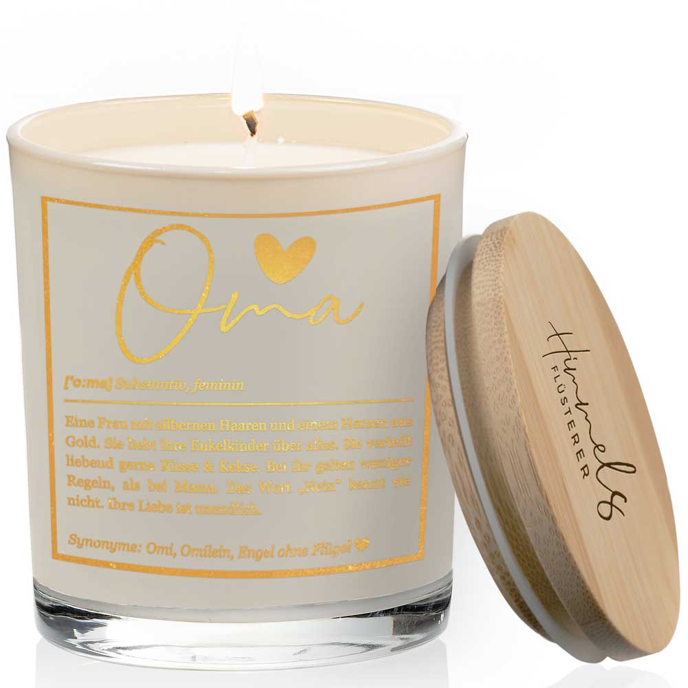 Duftkerze im Glas mit Spruch als Geschenk Nr. 1 "Definition" - Mittelgroß | Duft: Vanille | Farbe wählbar | goldene Schrift | Handgegossen in Bayern | 100% Sojawachs | 200 g Wachs | bis zu 50 h Brenndauer