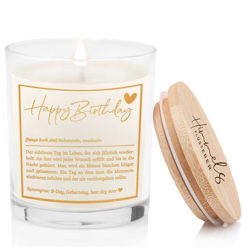 Duftkerze im Glas mit Spruch als Geschenk Nr. 1 "Definition" - Mittelgroß | Duft & Farbe wählbar | goldene Schrift | Handgegossen in Bayern | 100% Sojawachs | 200 g Wachs | 50 h Brenndauer