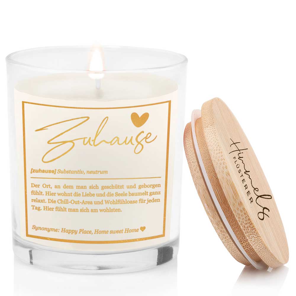 Duftkerze im Glas mit Spruch als Geschenk Nr. 1 "Definition" - Mittelgroß | Duft & Farbe wählbar | goldene Schrift | Handgegossen in Bayern | 100% Sojawachs | 200 g Wachs | 50 h Brenndauer