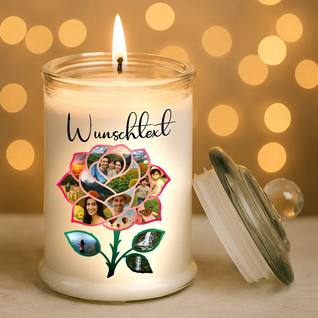 Personalisierte Duftkerze "Fotocollage #7 Blume"