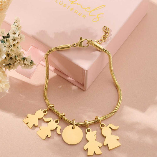 Gravur Armband "Deine Familie" #2 mit personalisierten Charm-Anhängern
