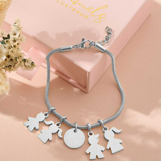 Gravur Armband "Deine Familie" #2 mit personalisierten Charm-Anhängern