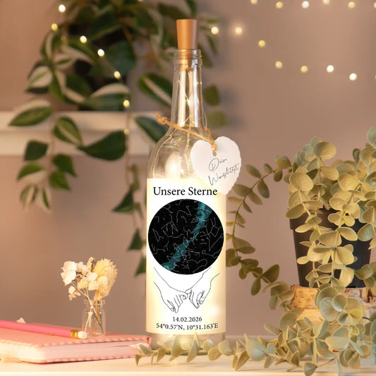 Personalisierte Lichterflasche "Unser Sternenhimmel" | Unser Ort - Unser Datum - Unsere Sternenkarte