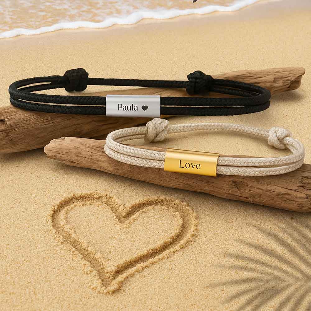 Für Damen: Dezentes Segeltau Armband #3 mit Wunschgravur