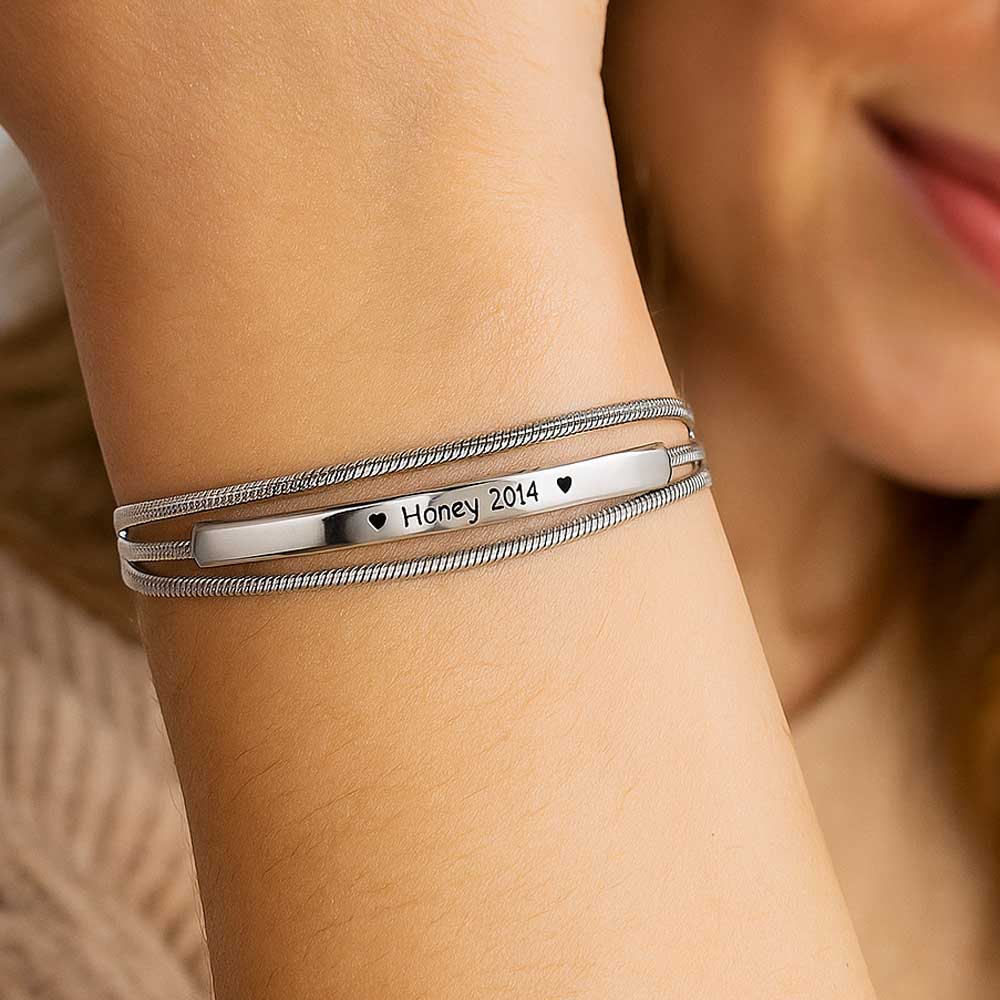 Layering Schlangenketten-Gravur-Armband