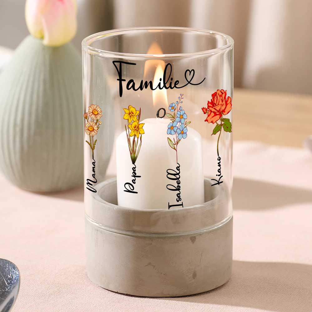 Personalisiertes Windlicht "Geburtsblume"
