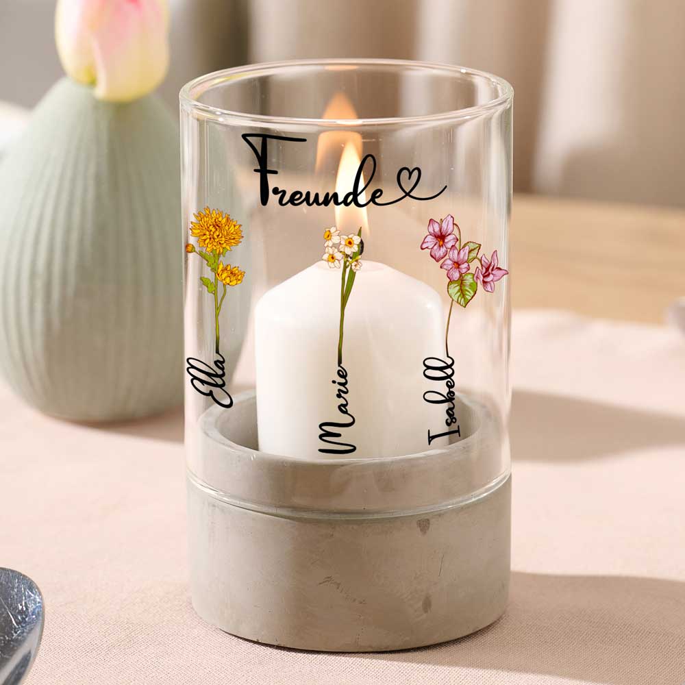 Personalisiertes Windlicht "Geburtsblume"