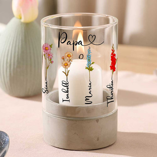 Personalisiertes Windlicht "Geburtsblume"