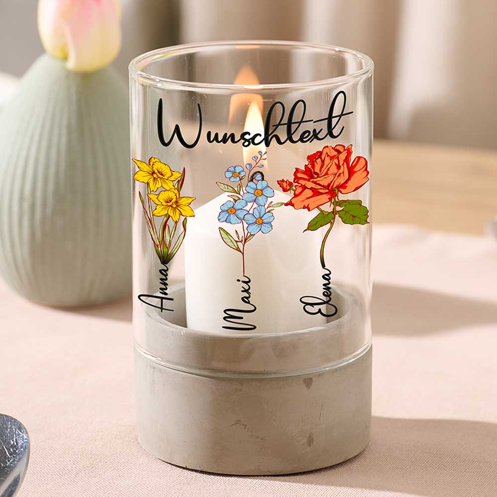 Personalisiertes Windlicht "Geburtsblume"