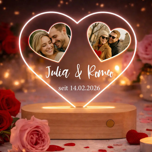 Personalisierte Herz-LED-Lampe aus Acrylglas "Unsere Liebe"