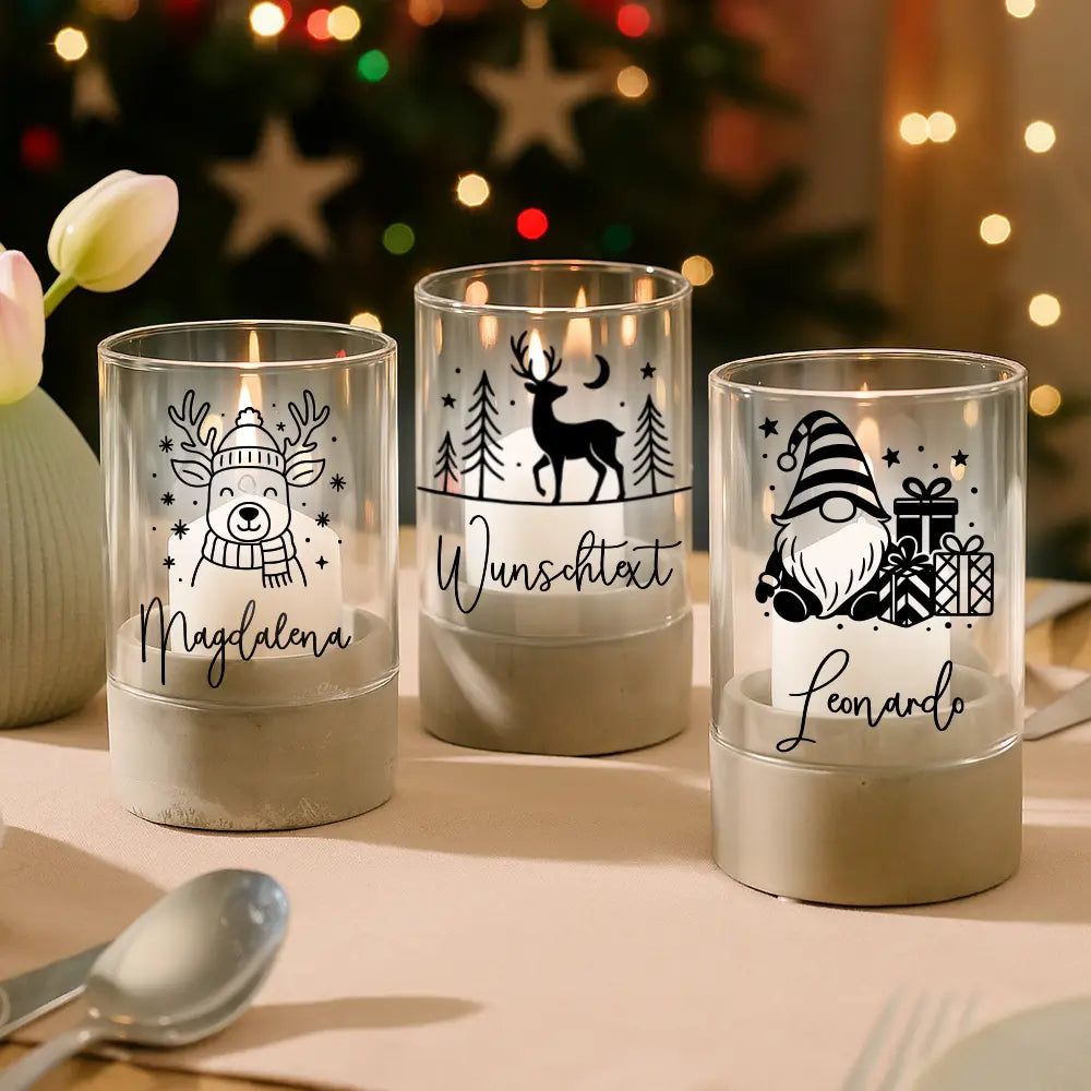 Personalisiertes Windlicht "Frohe Weihnachten"