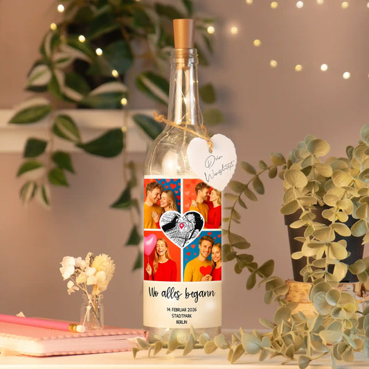 Personalisierte Lichterflasche "Wo alles begann #8" | Deine Stadt - Deine Karte - Deine Liebe
