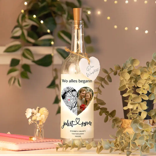 Personalisierte Lichterflasche "Wo alles begann #5" | Deine Stadt - Deine Karte - Deine Liebe