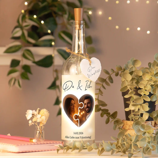 Personalisierte Lichterflasche "Das Puzzleteil, dass uns zusammenhält #1"