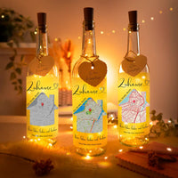 Personalisierte Lichterflasche "Unser Zuhause"