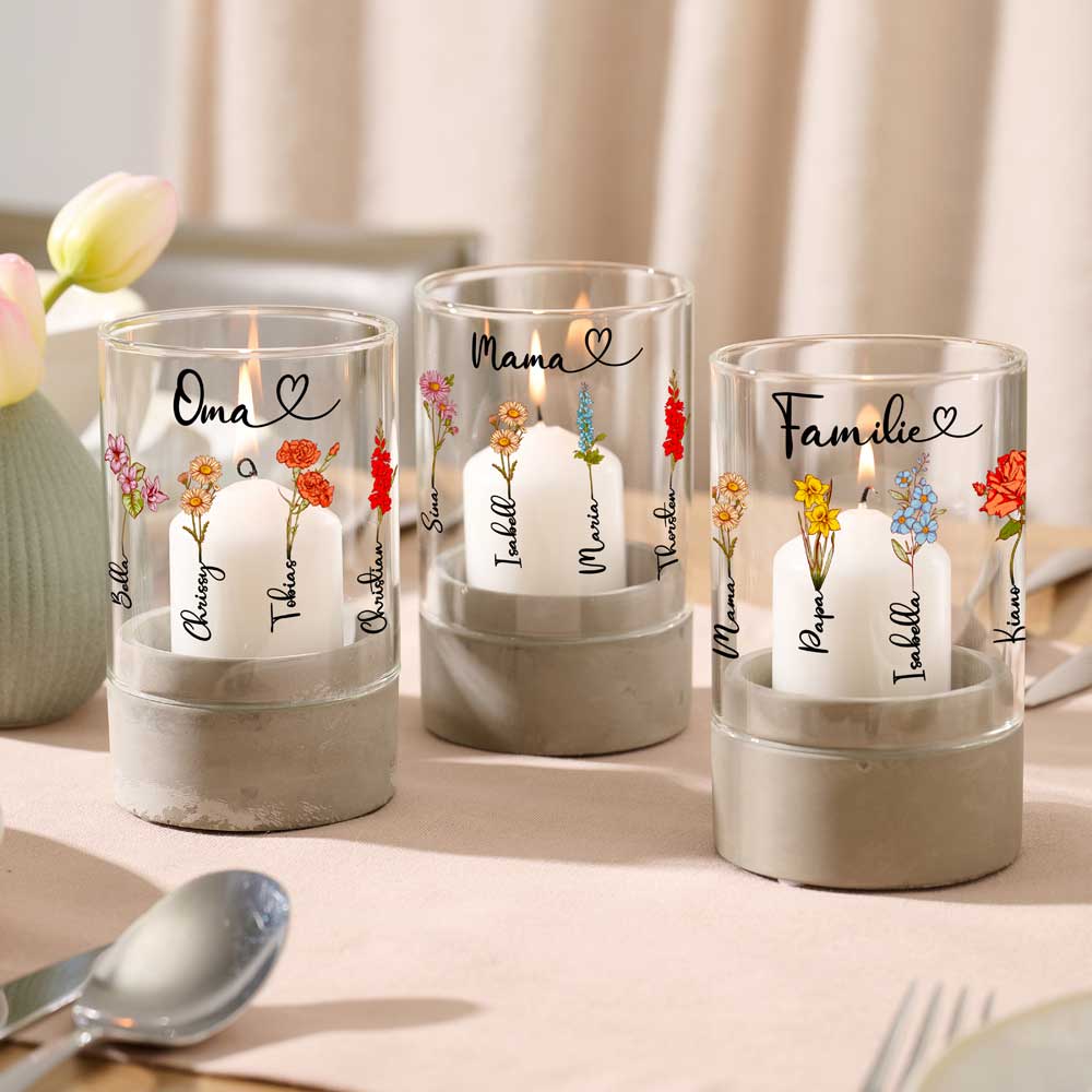 Personalisiertes Windlicht "Geburtsblume"