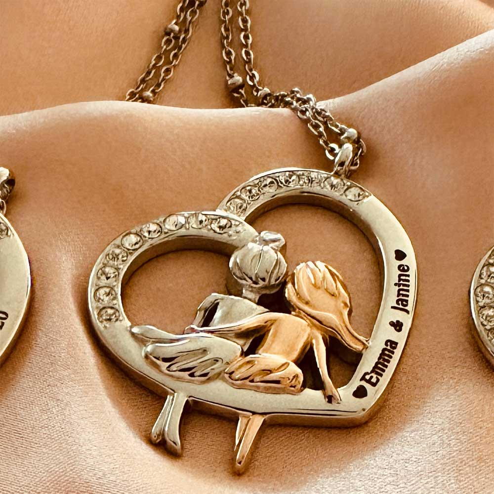 Herz-Halskette mit Gravur "Friends" | Personalisiertes Geschenk | Beste Freundin | Mama | Tochter | Schwester