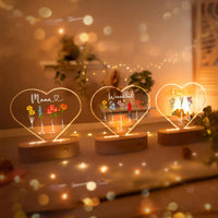 Personalisierte Herz-LED-Lampe aus Acrylglas "Geburtsblume"