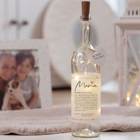 Deko-Glasflasche Nr. 1 "Definition" mit LED Lichterkette & Spruch im DUDEN-Stil als Geschenk | Lichterflasche | Flaschenlicht | LED Deko