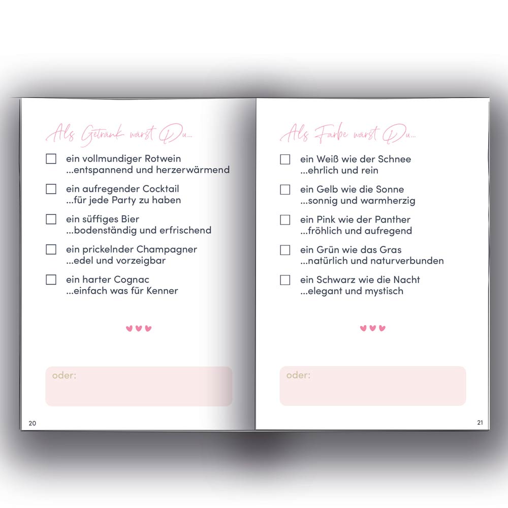 Heft mit Liebeserklärung zum Ausfüllen, Bekleben und Verschenken | 36 Seiten im A5-Format