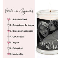 Duftkerze im Glas Nr. 7 "Foto" als personalisiertes Geschenk - Groß | Duft: Vanille | Handgegossen in Bayern | 100% Sojawachs | 400 g Wachs | bis zu 100 h Brenndauer