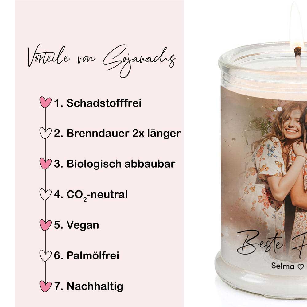 Duftkerze im Glas Nr. 8 "Aquarell" als personalisiertes Geschenk mit deinem eigenem Foto - Groß | Duft: Vanille | Handgegossen in Bayern | 100% Sojawachs | 400 g Wachs | bis zu 100 h Brenndauer