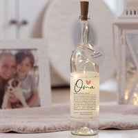 Deko-Glasflasche Nr. 1 "Definition" mit LED Lichterkette & Spruch im DUDEN-Stil als Geschenk | Lichterflasche | Flaschenlicht | LED Deko