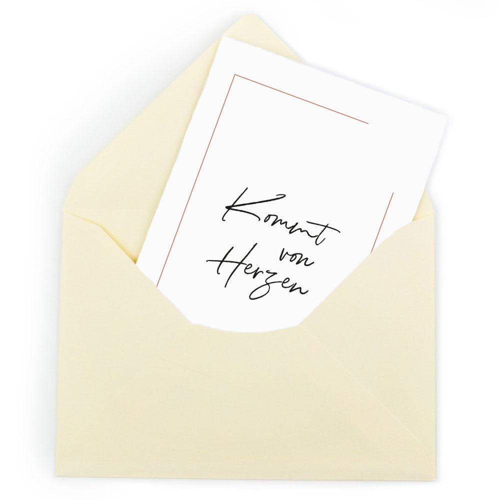 Grußkarte "Kommt von Herzen" mit feinem Briefumschlag als Geschenk